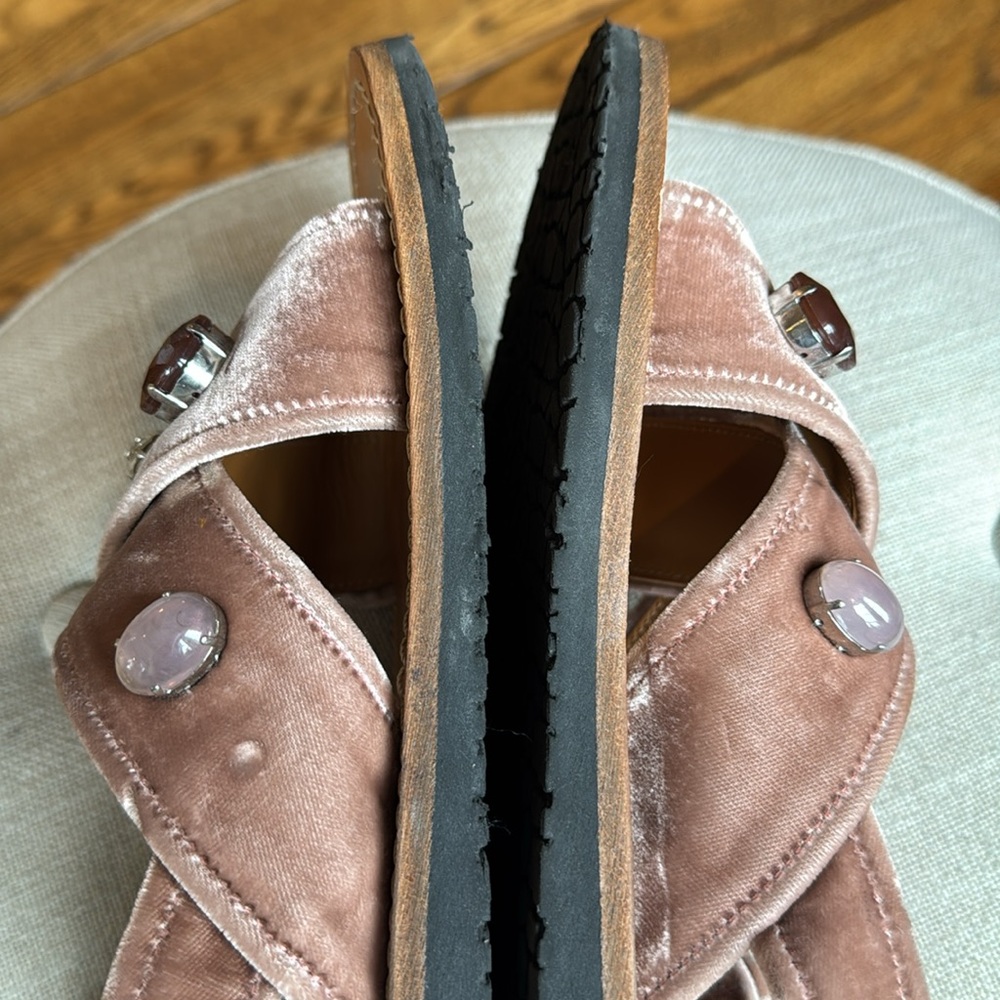 Car Shoe Velvet Sandals with Crystals Pink Blush Jewels Women's 38 KDX 87 O - Picture 8 of 12
